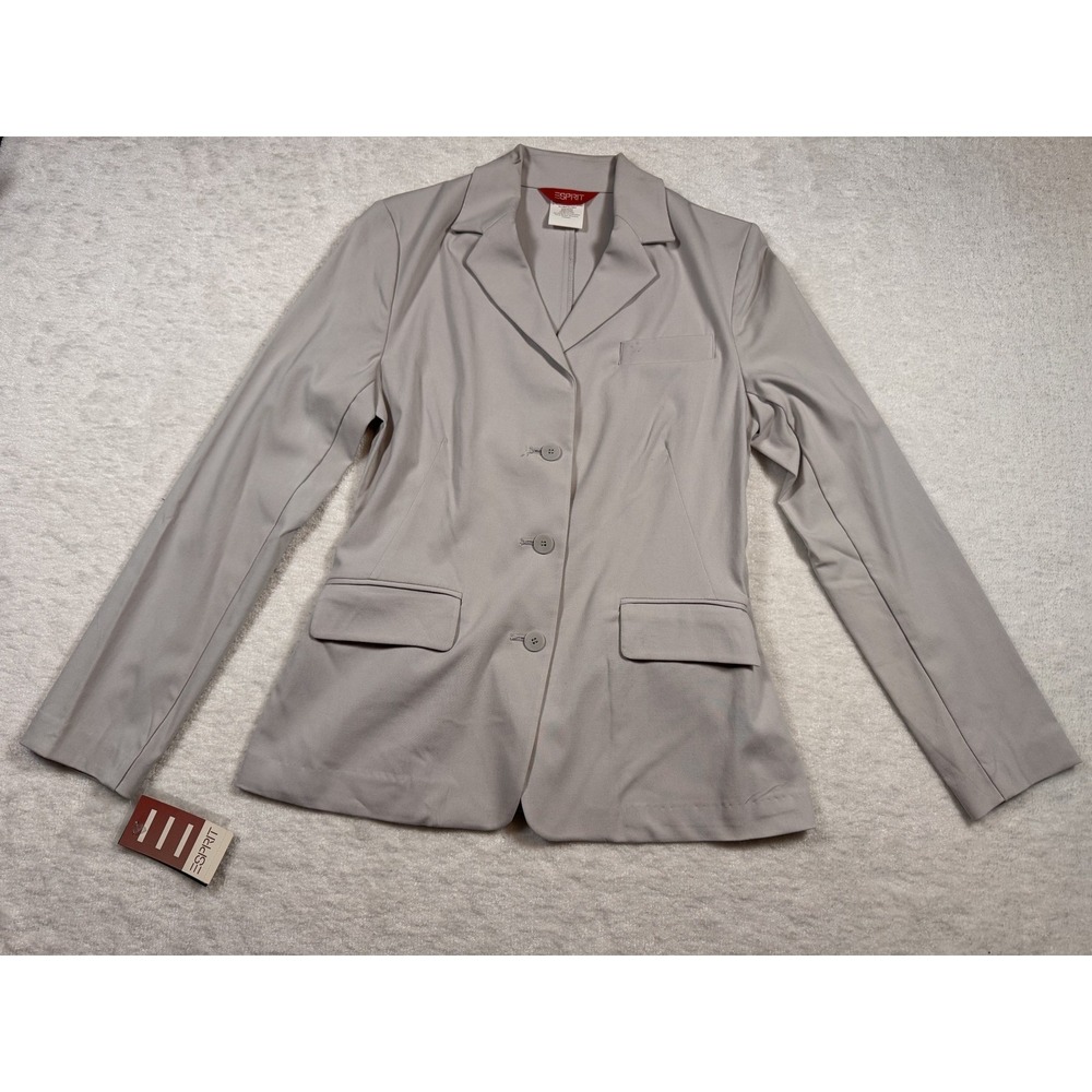 ESPRIT Womens Gray‎ Blazer Jacket Sz 7/8 Rayon Polyester Spandex Single Breasted